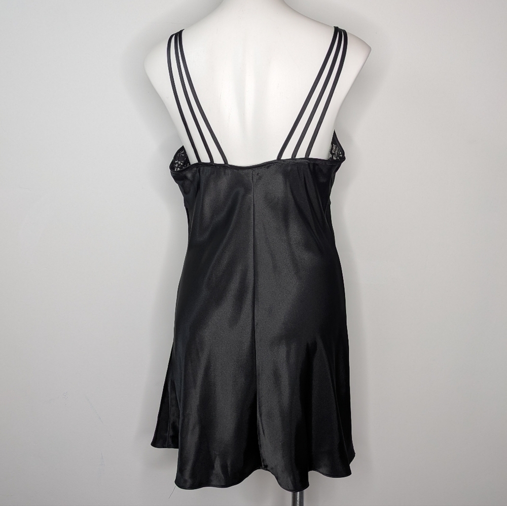 Vintage Van Raalte black floral lace & satin lingerie nightgown M - Picture 5 of 7